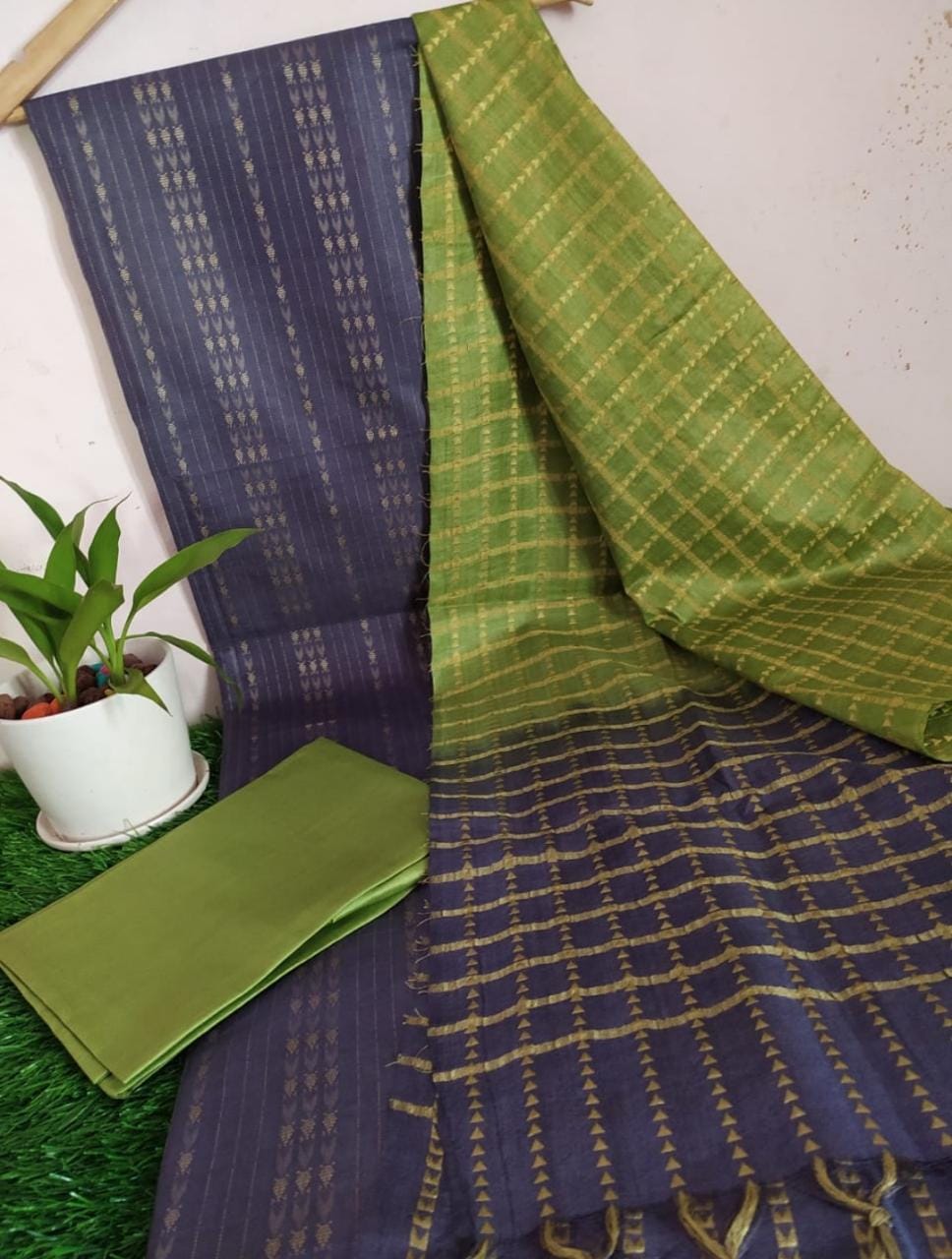 Semi tusser silk weaving unstiched dress material.&nbsp;