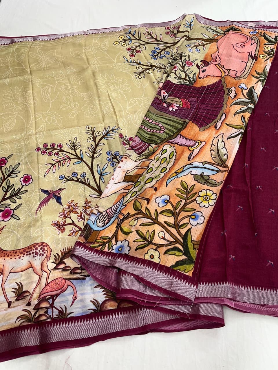 Mangalagiri Pattu Pure Digital Printing Sarees