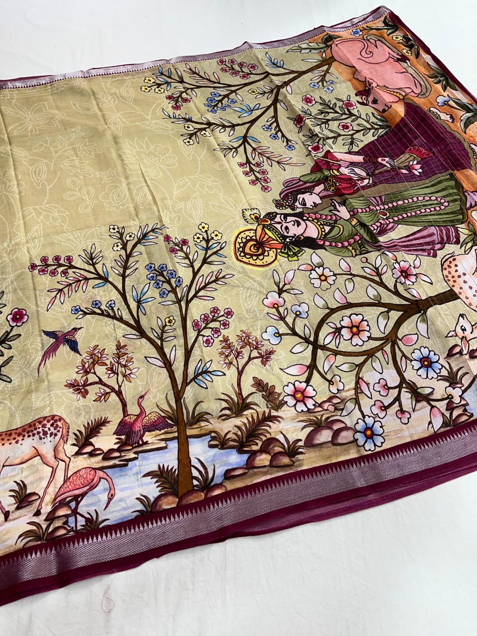 Mangalagiri Pattu Pure Digital Printing Sarees