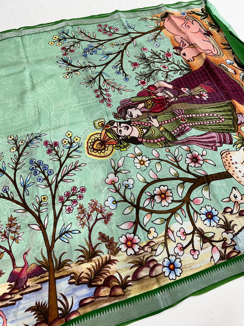 Mangalagiri Pattu Pure Digital Printing Sarees