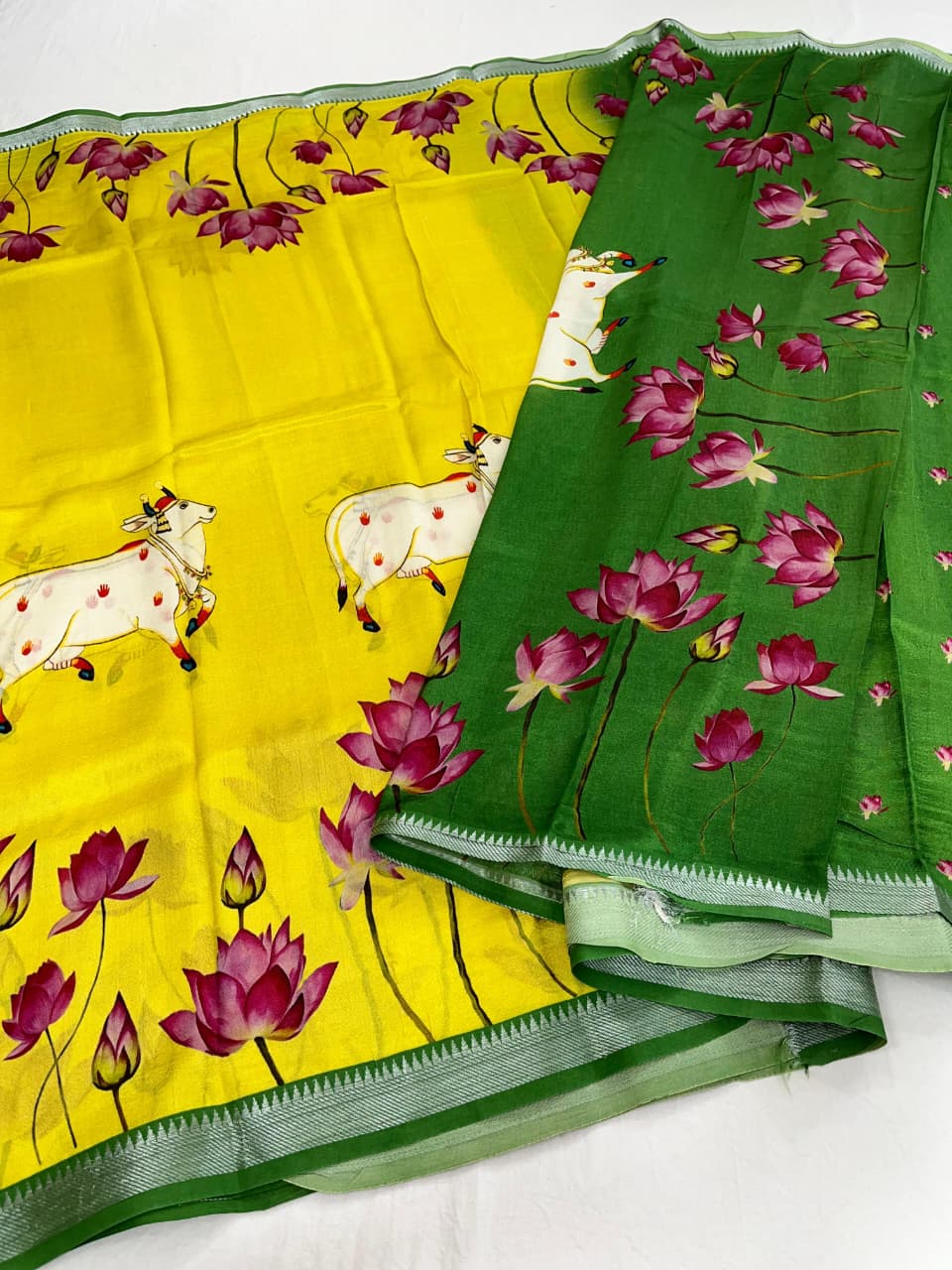 Mangalagiri Pattu Pure Digital Printing Sarees