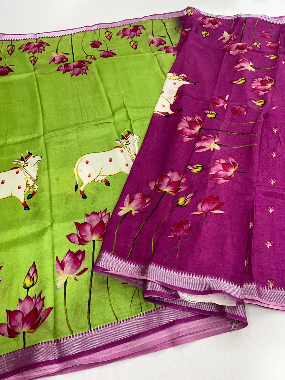 Mangalagiri Pattu Pure Digital Printing Sarees