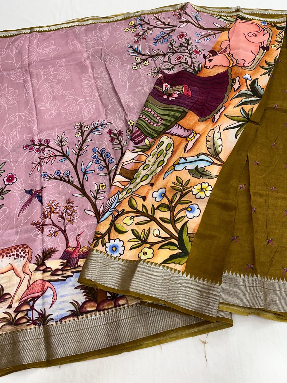 Mangalagiri Pattu Pure Digital Printing Sarees