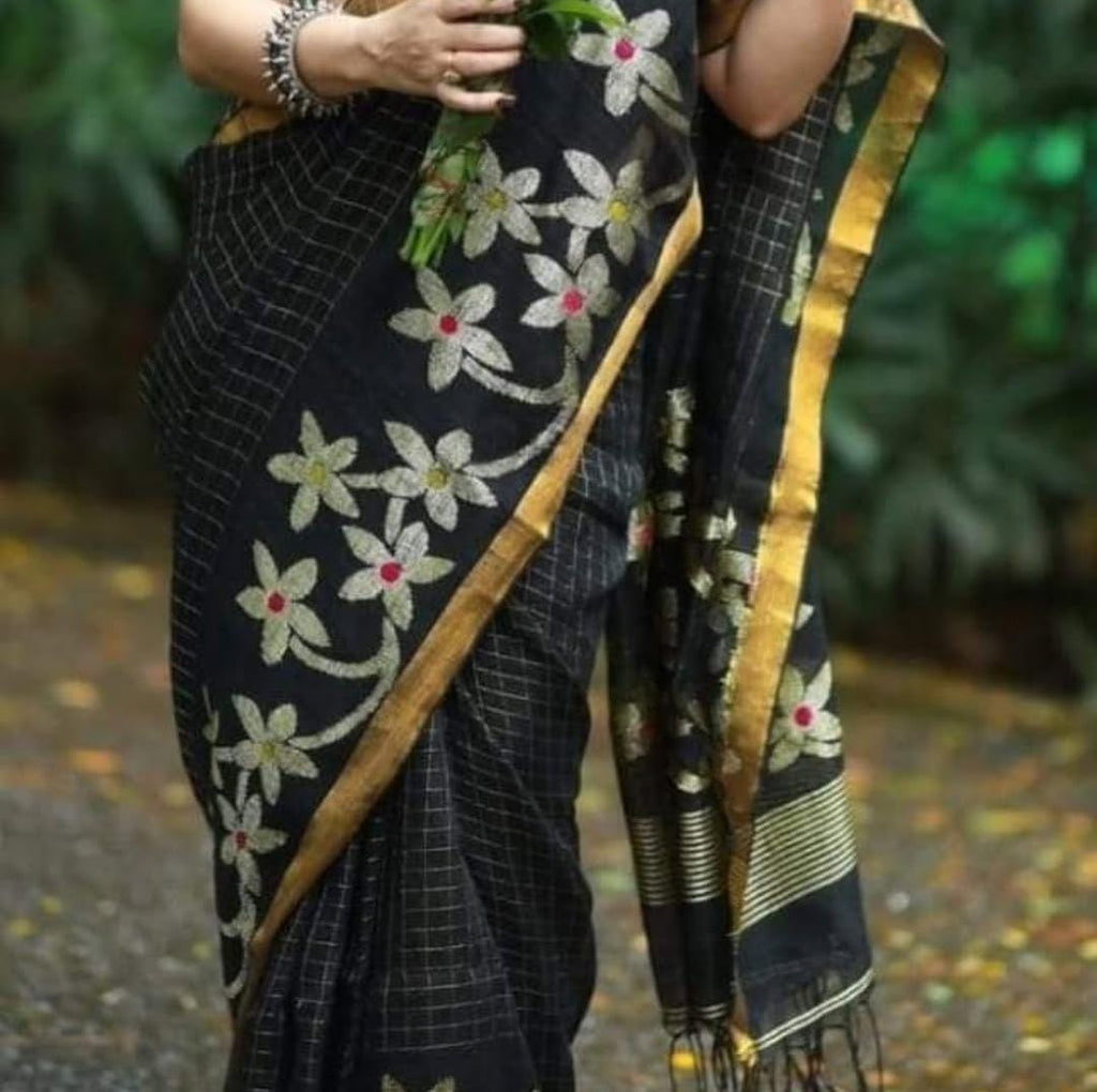 Exclusive lilen jamdani sarees with blouse