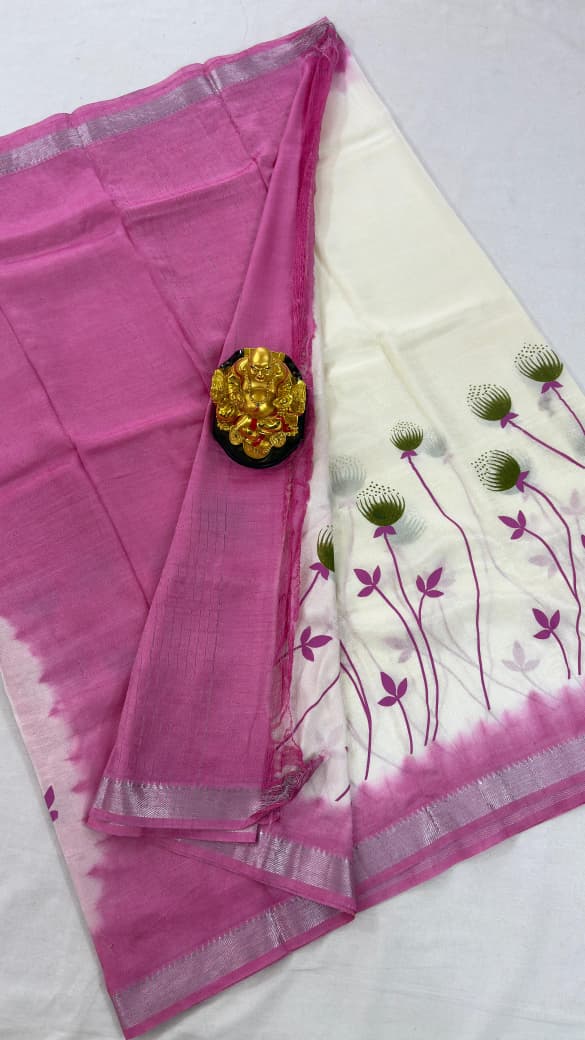 Mangalagiri Pattu Semi Digital Printing Sarees