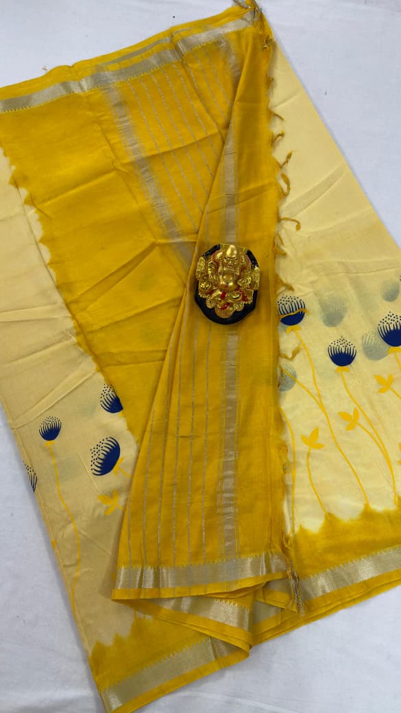Mangalagiri Pattu Semi Digital Printing Sarees