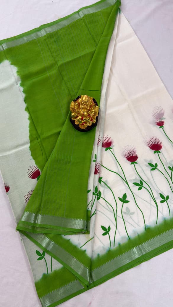 Mangalagiri Pattu Semi Digital Printing Sarees