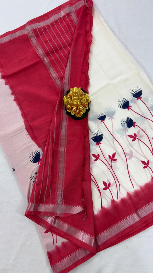 Mangalagiri Pattu Semi Digital Printing Sarees