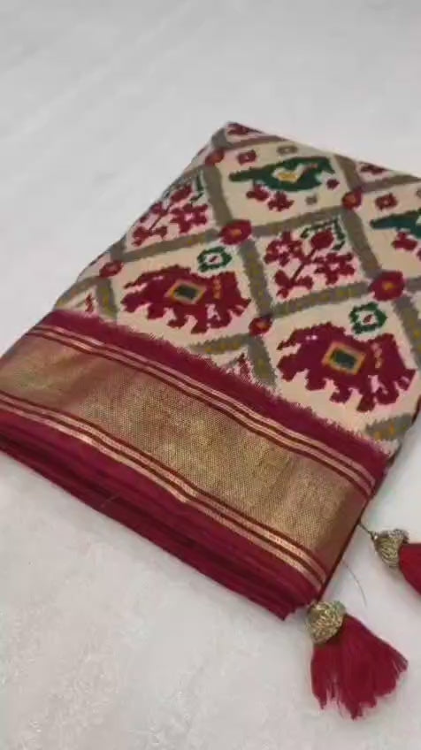 Moonga Crape Patola Silk Sarees