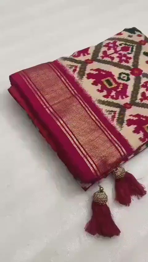 Moonga Crape Patola Silk Sarees