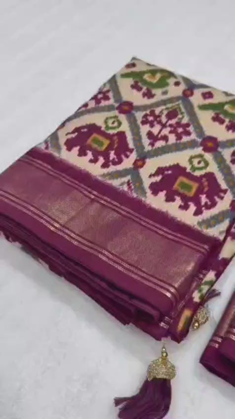 Moonga Crape Patola Silk Sarees